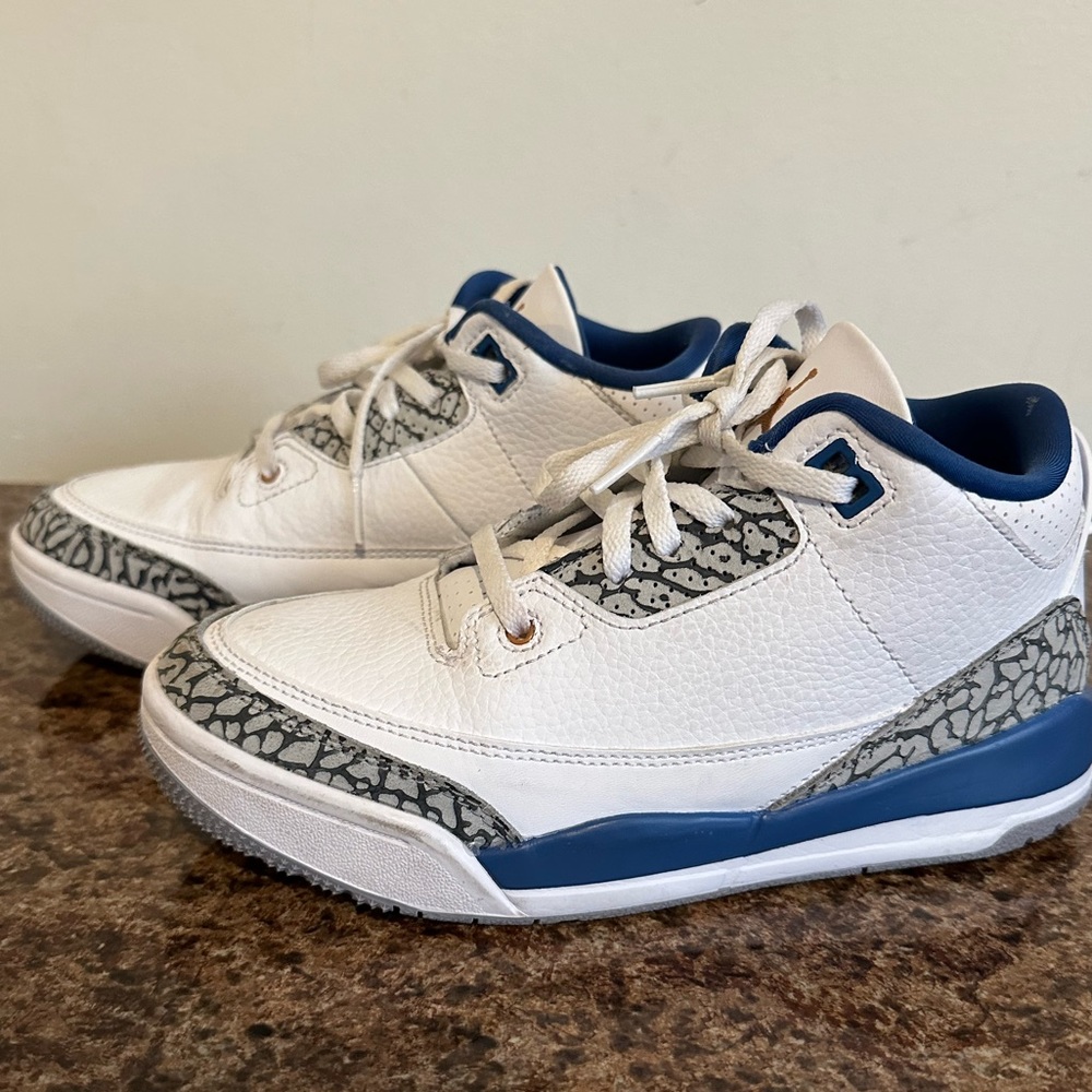 Jordan Kids Sneakers White and Blue with Gray Pattern